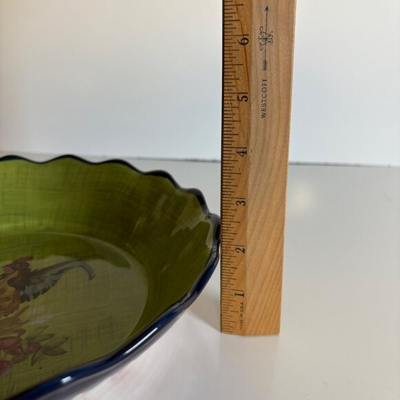 Tracy Porter Stonehouse Farm Collection Scalloped Bowl Painted Hen Chicken 10" - Picture 5 of 5